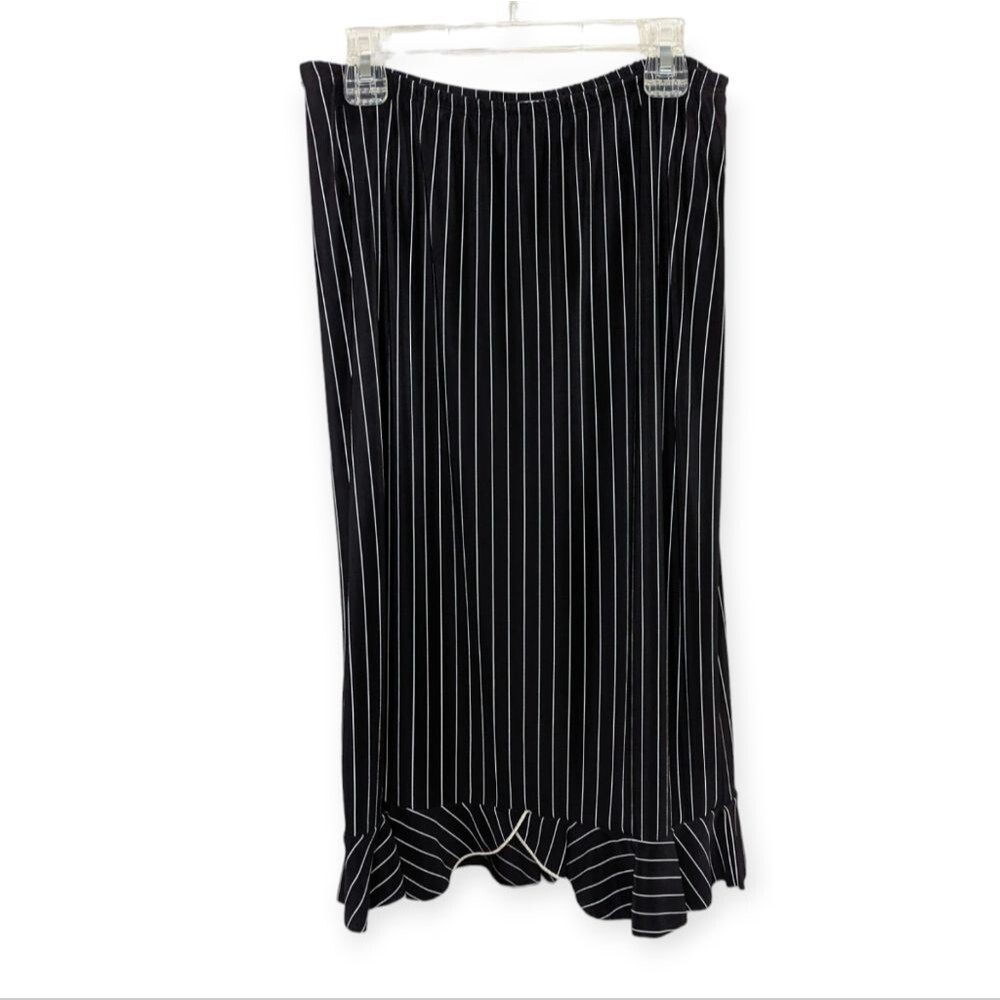 Y2K pinstripe skirt with ruffle trim